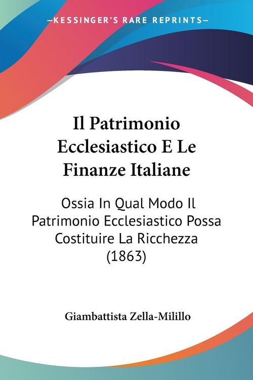 Produktbild: Il Patrimonio Ecclesiastico E Le Finanze Italiane