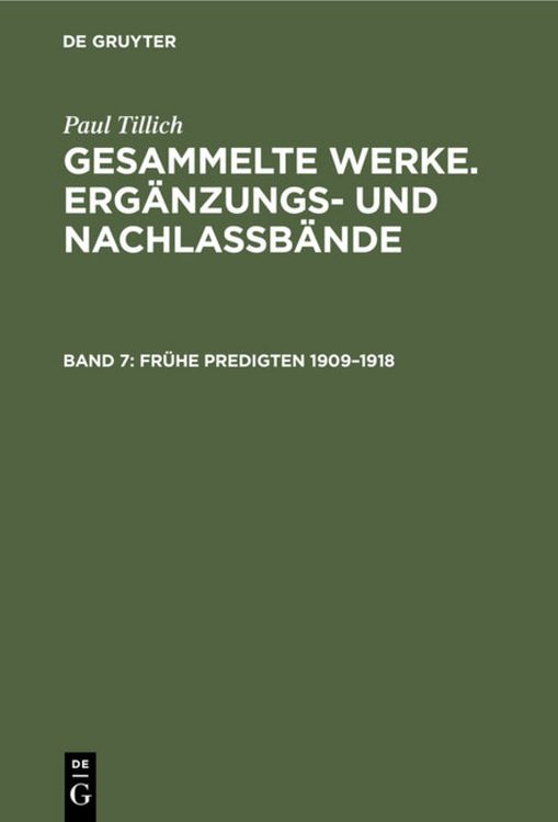 Produktbild: Fr&uuml;he Predigten (1909-1918)