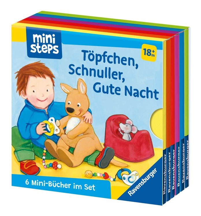 Produktbild: ministeps Mein erster B&uuml;cher-W&uuml;rfel: T&ouml;pfchen, Schnuller, Gute Nacht (B&uuml;cher-Set) - ab 18 Monate