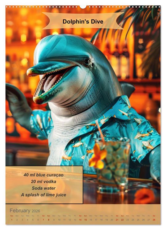 Produktbild: Animal cocktail creations for bartenders (High Quality Premium Wall Calendar 2026 DIN A2 portrait),CALVENDO 12 Month Wall Calendar