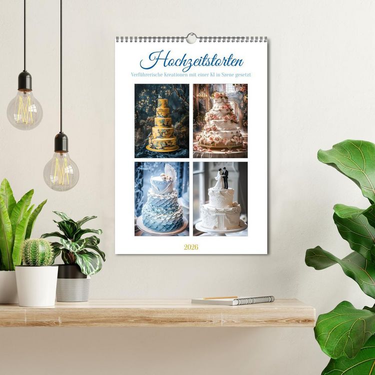 Produktbild: Hochzeitstorten - Verf&uuml;hrerische Kreationen mit einer KI in Szene gesetzt (Wandkalender 2026 DIN A3 hoch), CALVENDO Monatskalender