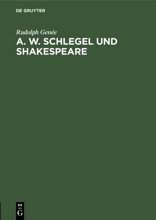 Produktbild: A. W. Schlegel und Shakespeare
