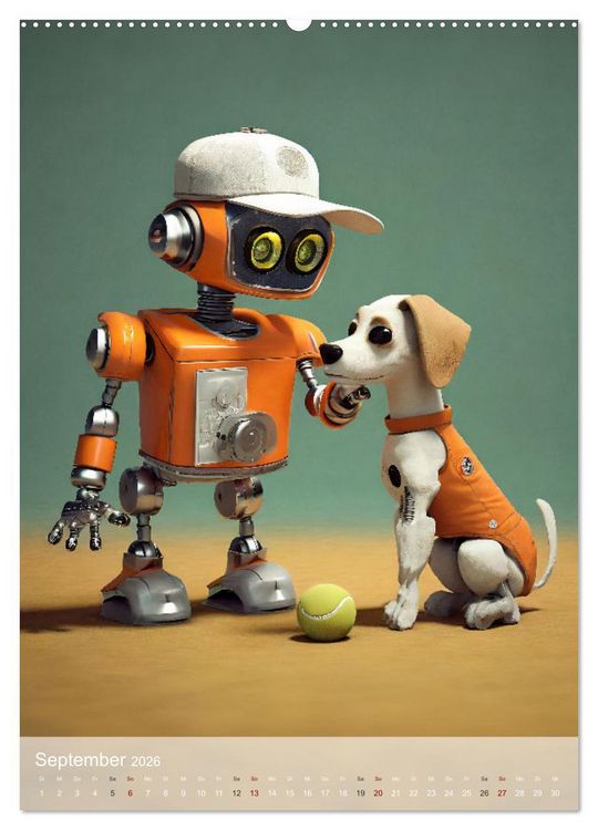 Produktbild: RoboLife - Niedliche Blechfreunde im Alltag (hochwertiger Premium Wandkalender 2026 DIN A2 hoch), Kunstdruck in Hochglanz