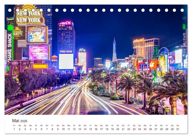 Produktbild: Las Vegas - Die Hauptstadt der Unterhaltung. (Tischkalender 2026 DIN A5 quer), CALVENDO Monatskalender