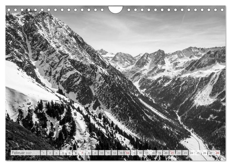 Produktbild: Bergpixels Schwarz-Wei&szlig;e Gebirgstr&auml;ume (Wandkalender 2027 DIN A4 quer), CALVENDO Monatskalender