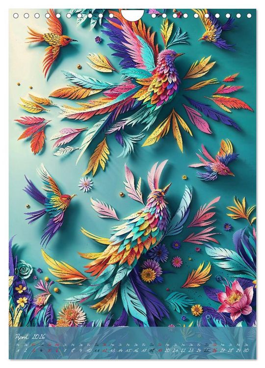 Produktbild: Papierv&ouml;gel - Digitale Kunst (Wandkalender 2026 DIN A4 hoch), CALVENDO Monatskalender