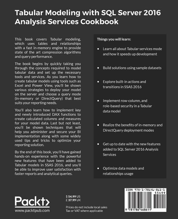 Produktbild: Tabular Modeling with SQL Server 2016 Analysis Services Cookbook