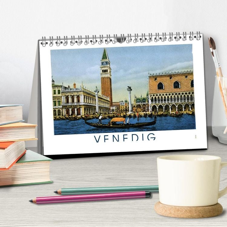Produktbild: Erinnerungen an das alte Venedig: Historische Stiche von der Lagunenstadt (Tischkalender 2026 DIN A5 quer), CALVENDO Monatskalender