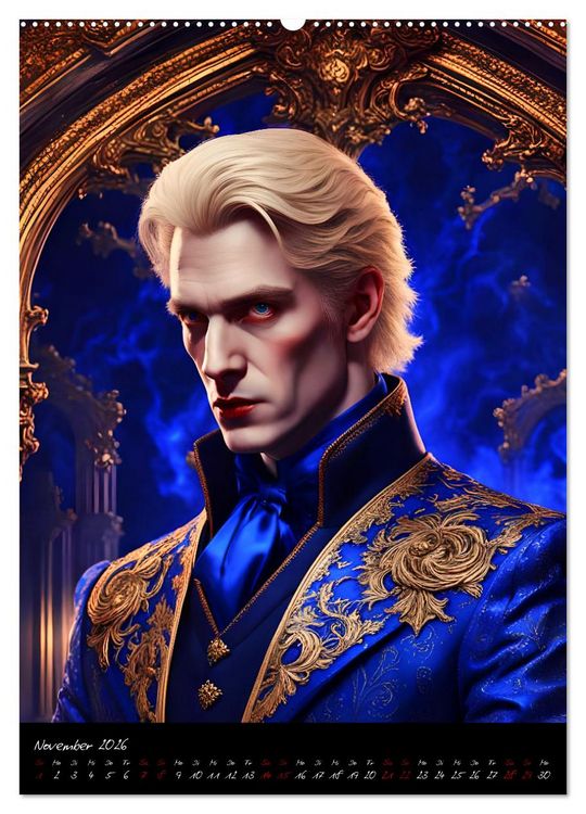 Produktbild: M&auml;nner der Finsternis - Mysteri&ouml;se KI-Vampirm&auml;nner (hochwertiger Premium Wandkalender 2026 DIN A2 hoch), Kunstdruck in Hochglanz