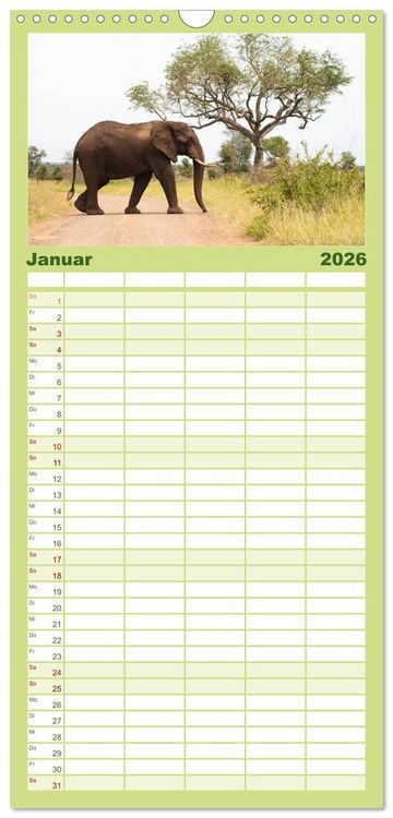 Produktbild: Familienplaner 2026 - Tierische Gl&uuml;cksmomente mit 5 Spalten (Wandkalender, 21 x 45 cm) CALVENDO