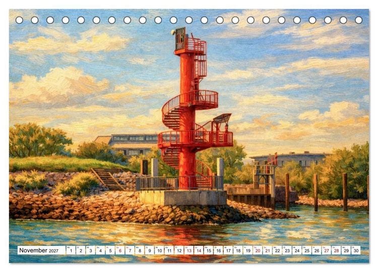 Produktbild: Leuchtt&uuml;rme an der Elbe - von Hamburg bis zur Elbm&uuml;ndung (Tischkalender 2027 DIN A5 quer), CALVENDO Monatskalender