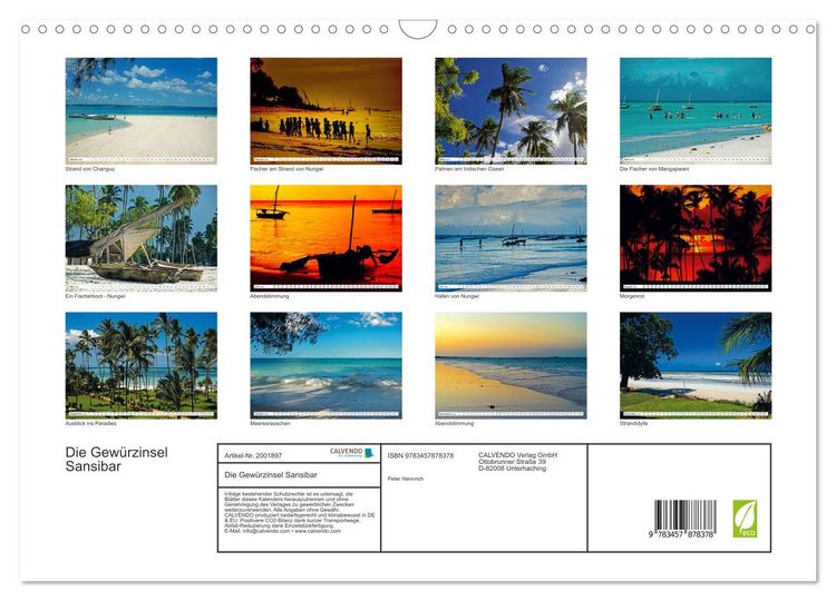 Produktbild: Die Gew&uuml;rzinsel Sansibar (Wandkalender 2026 DIN A3 quer), CALVENDO Monatskalender