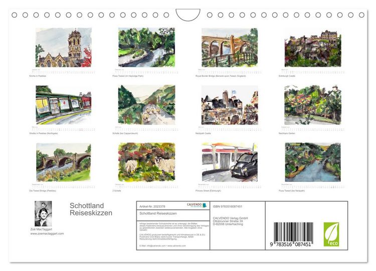 Produktbild: Schottland Reiseskizzen (Wandkalender 2026 DIN A4 quer), CALVENDO Monatskalender