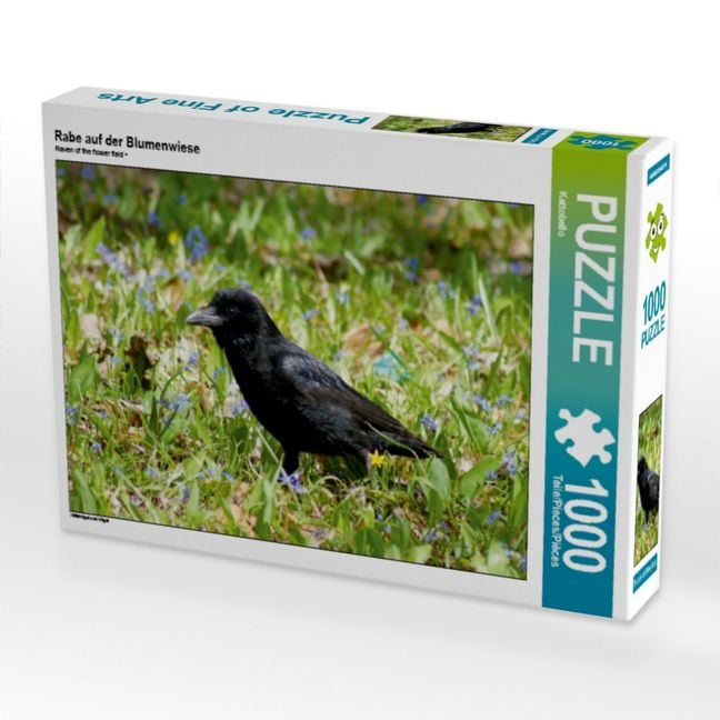 Produktbild: CALVENDO Puzzle Rabe auf der Blumenwiese | 1000 Teile Lege-Gr&ouml;&szlig;e 64x48cm Foto-Puzzle f&uuml;r gl&uuml;ckliche Stunden