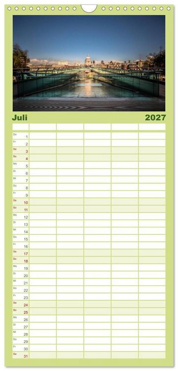 Produktbild: Familienplaner 2027 - Wundervolles London mit 5 Spalten (Wandkalender, 21 x 45 cm) CALVENDO