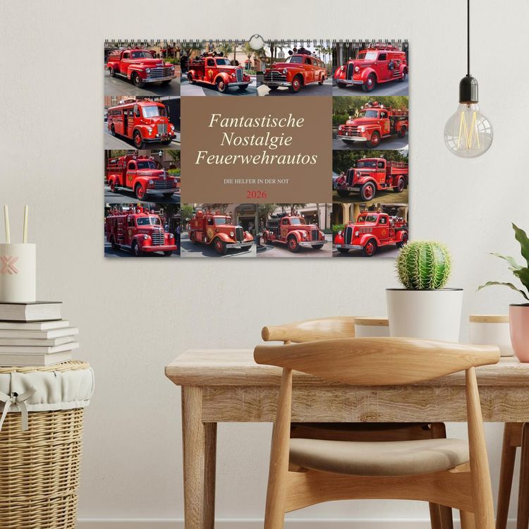 Produktbild: Fantastische Nostalgie Feurwehrautos (Wandkalender 2026 DIN A3 quer), CALVENDO Monatskalender