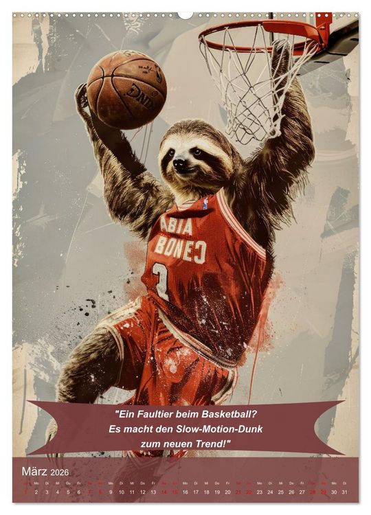 Produktbild: Der tierisch lustige Basketball-Kalender (Wandkalender 2026 DIN A2 hoch), CALVENDO Monatskalender