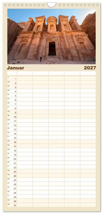 Produktbild: Familienplaner 2027 - Jordanien Sand, Stein und Salz mit 5 Spalten (Wandkalender, 21 x 45 cm) CALVENDO
