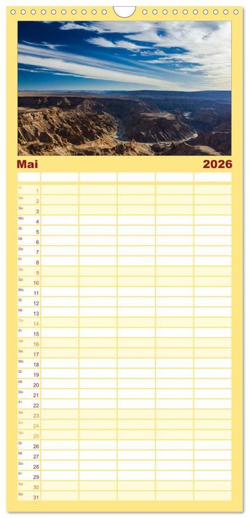Produktbild: Familienplaner 2026 - Wildes Namibia mit 5 Spalten (Wandkalender, 21 x 45 cm) CALVENDO