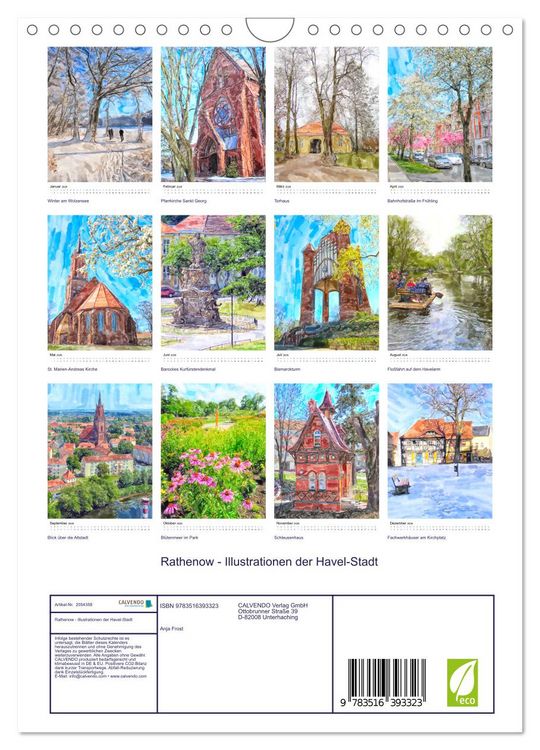 Produktbild: Rathenow - Illustrationen der Havel-Stadt (Wandkalender 2026 DIN A4 hoch), CALVENDO Monatskalender