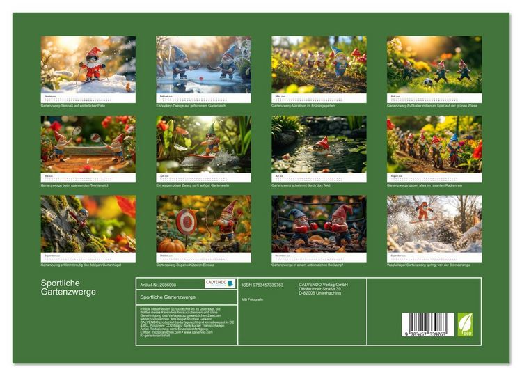 Produktbild: Sportliche Gartenzwerge (Wandkalender 2026 DIN A3 quer), CALVENDO Monatskalender