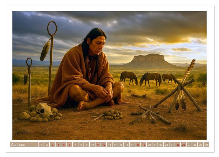 Produktbild: Spiritual Native American (High Quality Premium Wall Calendar 2026 DIN A2 landscape),CALVENDO 12 Month Wall Calendar