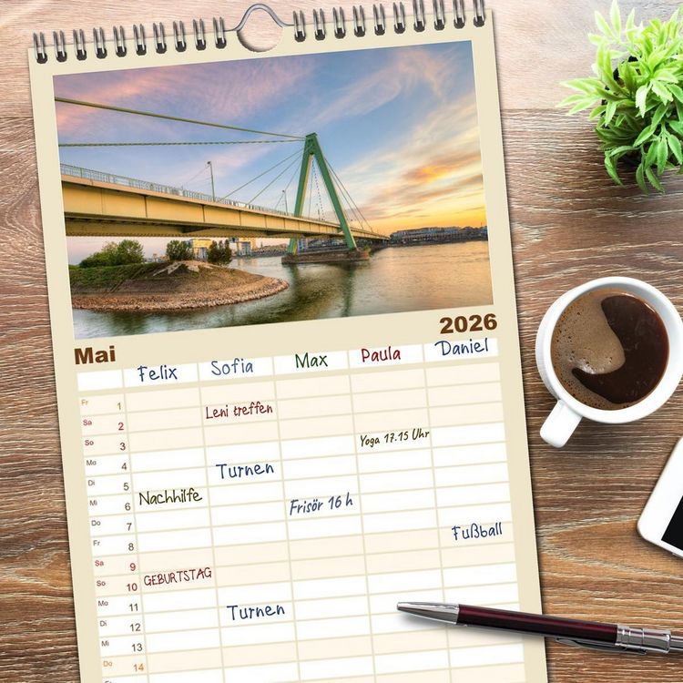 Produktbild: Familienplaner 2026 - Wundersch&ouml;nes K&ouml;ln mit 5 Spalten (Wandkalender, 21 x 45 cm) CALVENDO