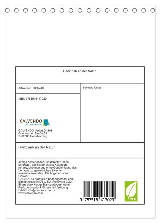 Produktbild: Ganz nah an der Natur (Tischkalender 2026 DIN A5 hoch), CALVENDO Monatskalender