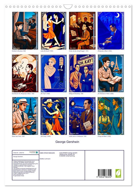 Produktbild: George Gershwin (Wandkalender 2026 DIN A3 hoch), CALVENDO Monatskalender