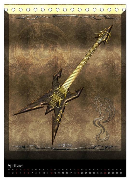 Produktbild: Heroische Gitarren (Tischkalender 2026 DIN A5 hoch), CALVENDO Monatskalender