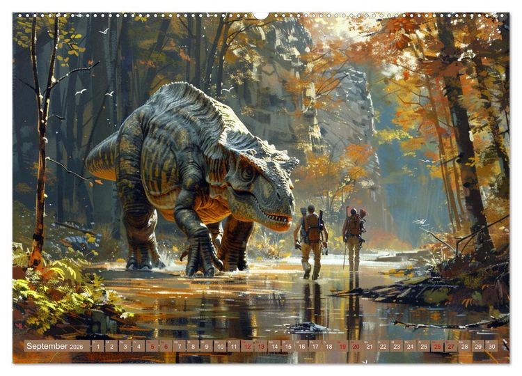 Produktbild: Meine Freunde sind Dinosaurier (hochwertiger Premium Wandkalender 2026 DIN A2 quer), Kunstdruck in Hochglanz