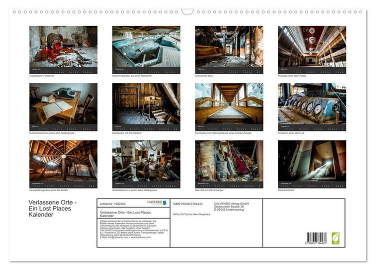 Produktbild: Verlassene Orte - Ein Lost Places Kalender (Wandkalender 2026 DIN A2 quer), CALVENDO Monatskalender