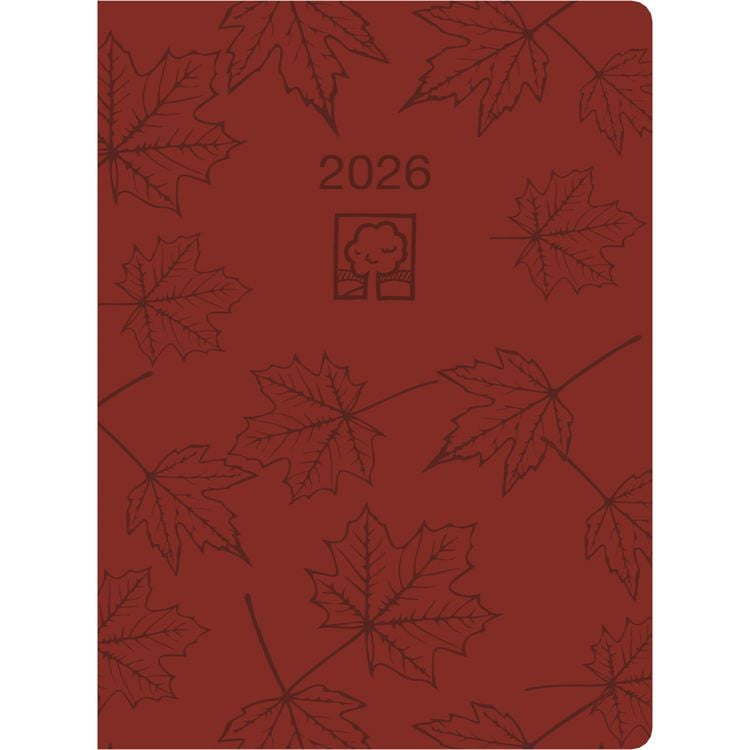 Produktbild: Taschenkalender rot 2026 - Bürokalender 10,2x14,2 - 1 Tag auf 1 Seite - robuster Kartoneinband - Stundeneinteilung 7-19 Uhr - Blauer Engel - 610-0711