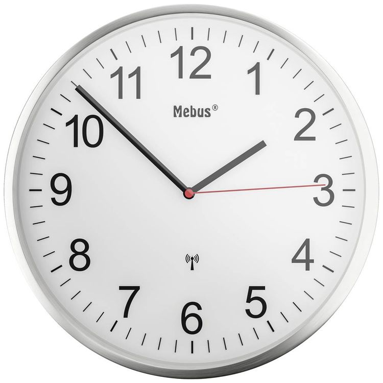 Produktbild: Mebus 19411 Funk Wanduhr 30cm Silber