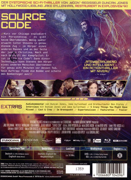 Produktbild: Source Code - Mediabook (4K Ultra HD+Blu-ray)