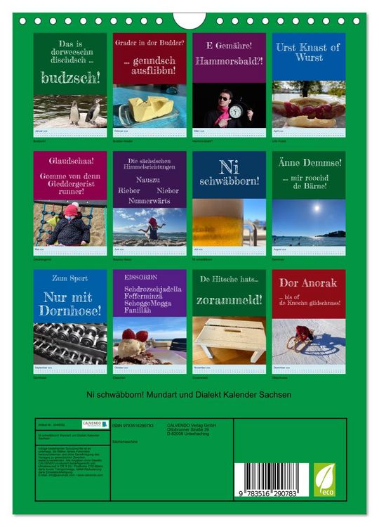 Produktbild: Ni schw&auml;bborn! Mundart und Dialekt Kalender Sachsen (Wandkalender 2026 DIN A4 hoch), CALVENDO Monatskalender