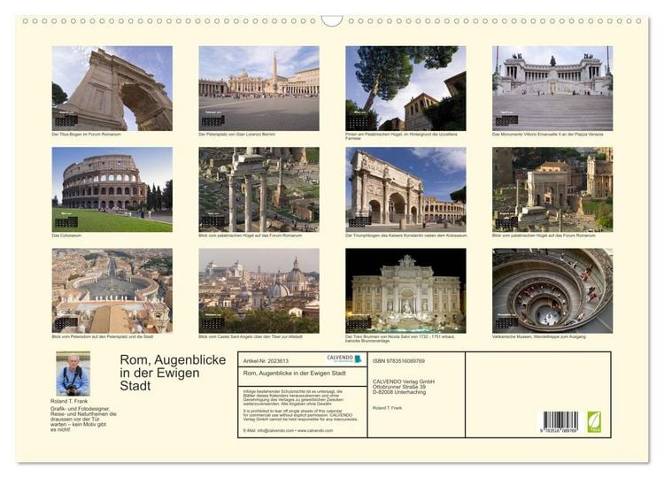 Produktbild: Rom, Augenblicke in der Ewigen Stadt (Wandkalender 2026 DIN A2 quer), CALVENDO Monatskalender