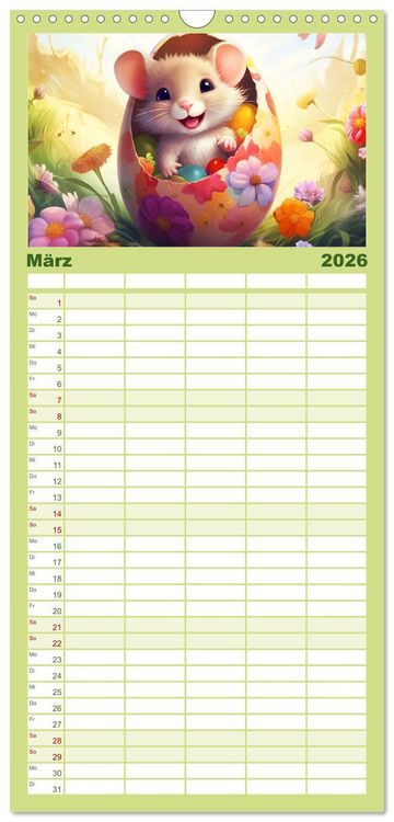 Produktbild: Familienplaner 2026 - Mausiges Spektakel. Zauberhafter Maus-Alltag mit 5 Spalten (Wandkalender, 21 x 45 cm) CALVENDO