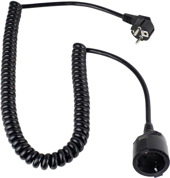 Produktbild: AS Schwabe 70410 Strom Verl&auml;ngerungskabel 16A Schwarz 2.50m H05VV-F 3G 1,5mm&sup2; Spiralkabel
