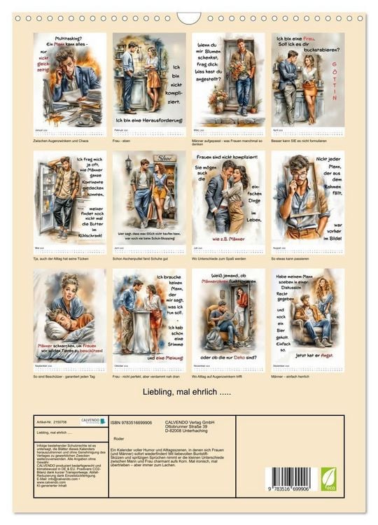 Produktbild: Liebling, mal ehrlich ..... (Wandkalender 2026 DIN A3 hoch), CALVENDO Monatskalender