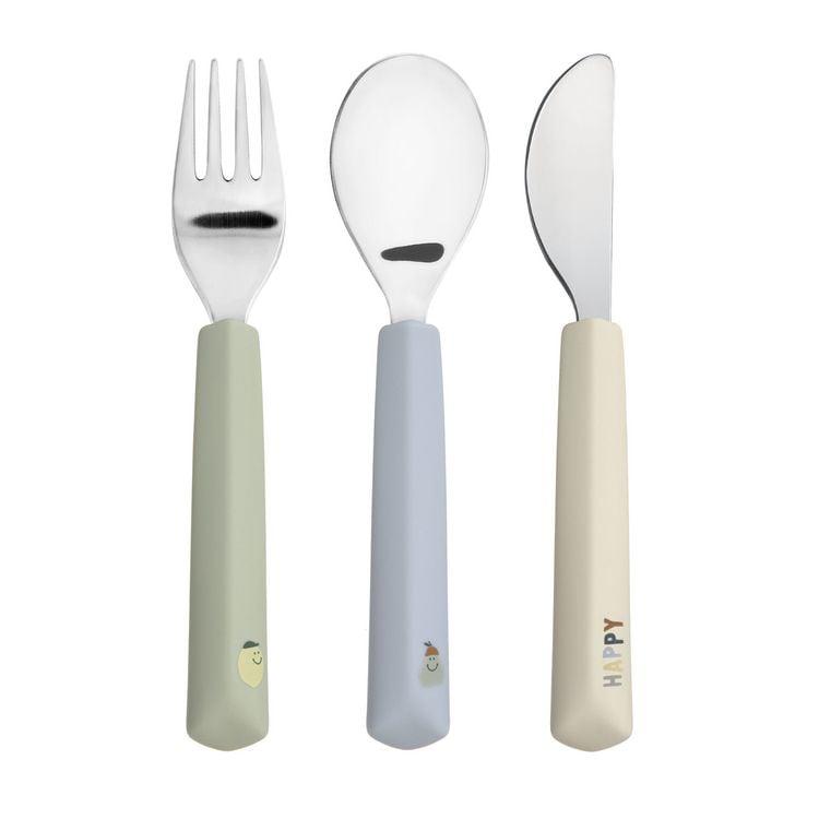 Produktbild: Cutlery with Silicone Handle 3 pcs Happy Fruits
