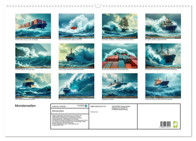 Produktbild: Monsterwellen (Wandkalender 2026 DIN A2 quer), CALVENDO Monatskalender