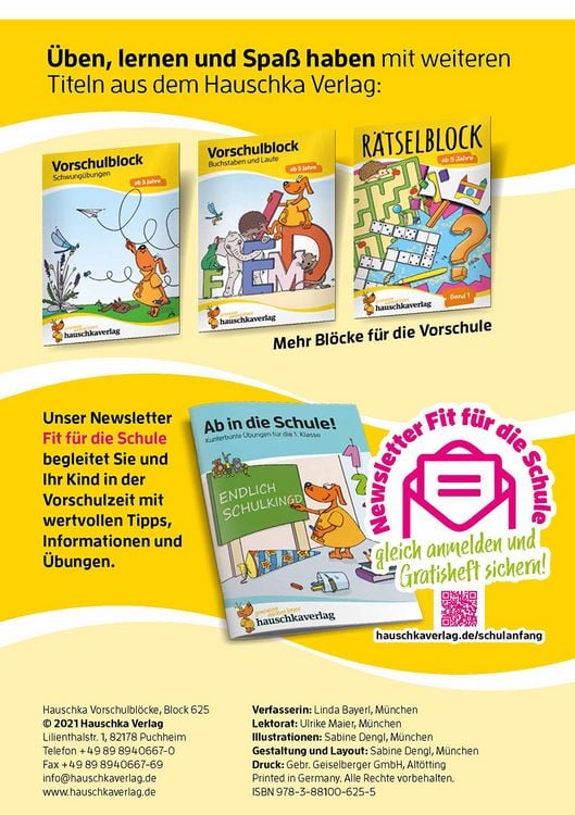 Vorschulblock ab 5 Jahre für Junge und Mädchen - Fit zum Schuleintritt