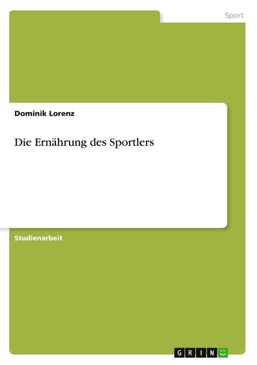 Produktbild: Die Ern&auml;hrung des Sportlers