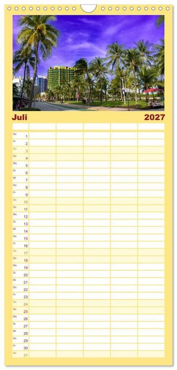 Produktbild: Familienplaner 2027 - Kunterbuntes Miami mit 5 Spalten (Wandkalender, 21 x 45 cm) CALVENDO