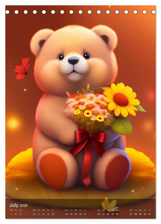 Produktbild: Cuddly Teddy Illustrations (Desk Calendar 2026 DIN A5 portrait), CALVENDO 12 Month DeskCalendar