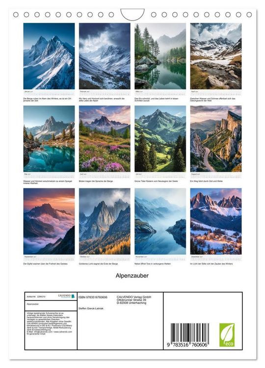 Produktbild: Alpenzauber (Wandkalender 2027 DIN A4 hoch), CALVENDO Monatskalender