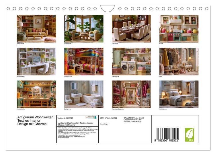 Produktbild: Amigurumi Wohnwelten. Textiles Interior Design mit Charme (Wandkalender 2027 DIN A4 quer), CALVENDO Monatskalender