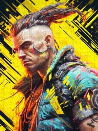Produktbild: CALVENDO Puzzle Cyberpunk Heroe Futuristische Fusion von Technik und Kunst | 1000 Teile Lege-Gr&ouml;&szlig;e 64x48cm Foto-Puzzle f&uuml;r gl&uuml;ckliche Stunden