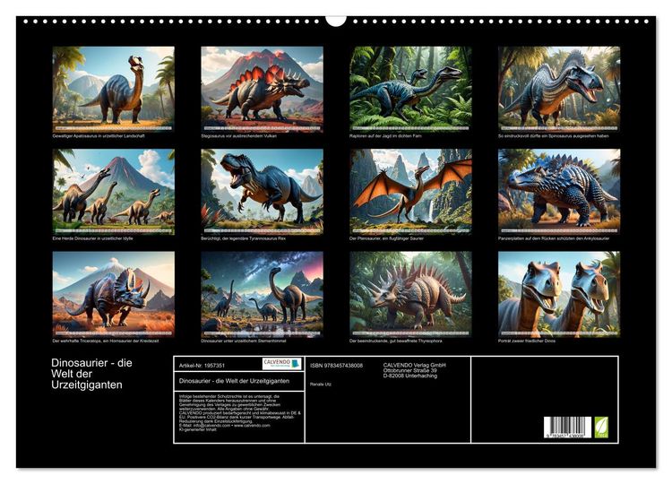 Produktbild: Dinosaurier - die Welt der Urzeitgiganten (Wandkalender 2026 DIN A2 quer), CALVENDO Monatskalender